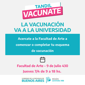 La vacunación va a la Universidad: el jueves 7 y viernes 8 de abril en la Facultad de Arte