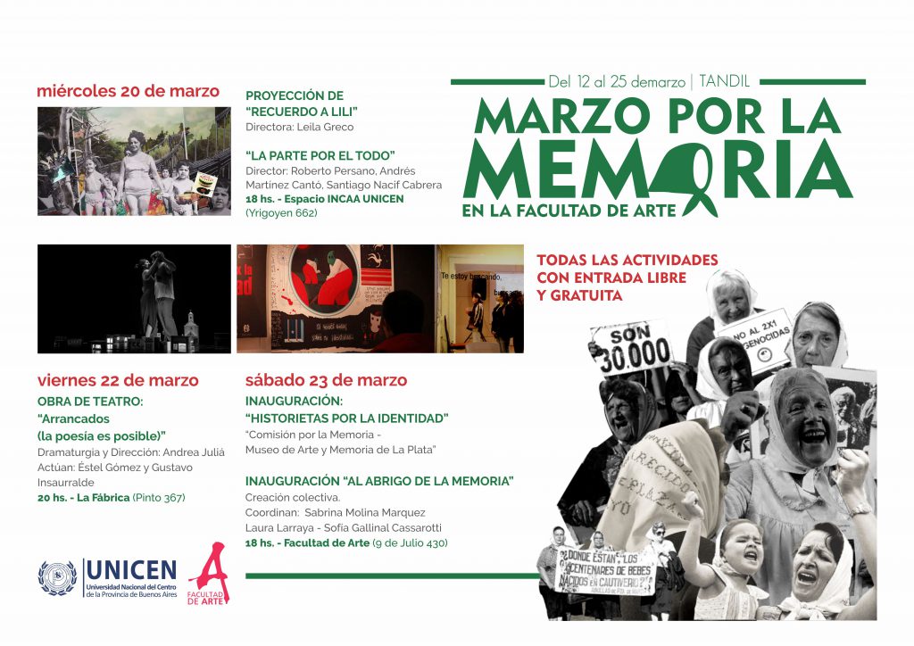 Actividades artísticas por la Memoria – Facultad de Arte