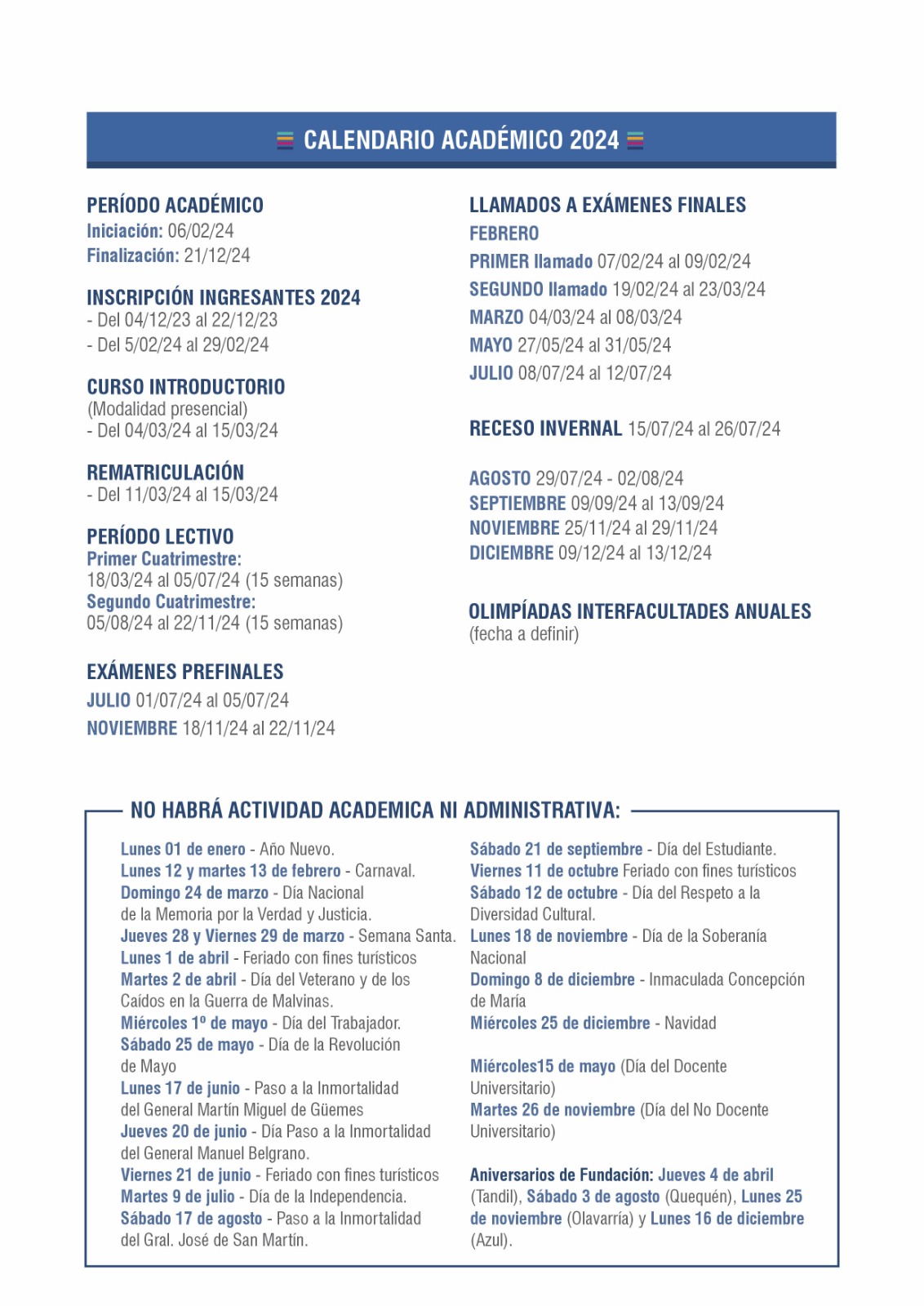 Calendario académico bellas artes 2024 3