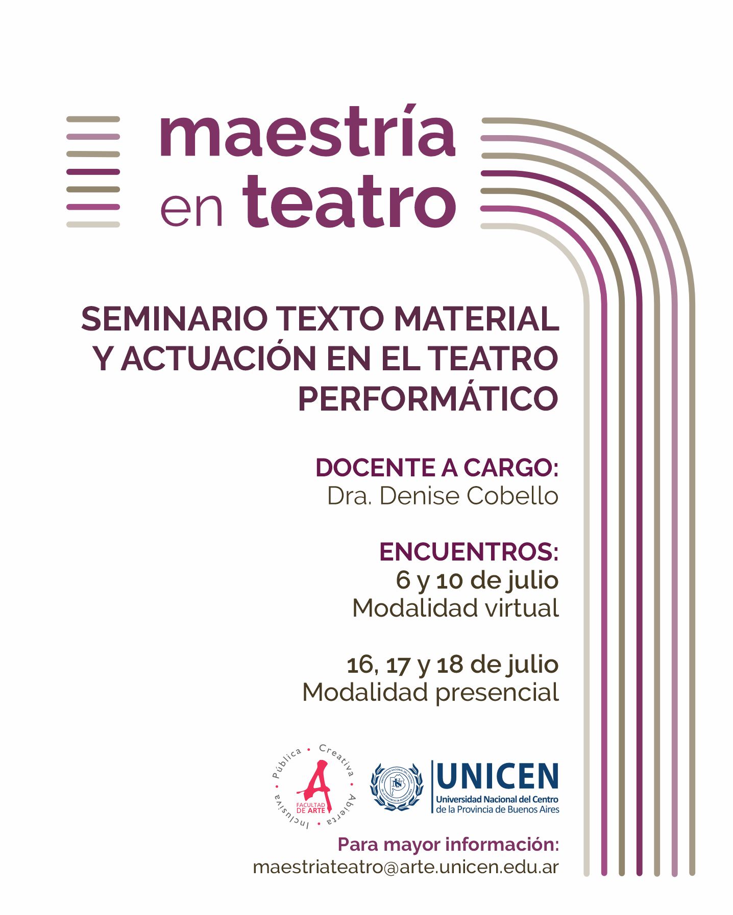 cohorte 2026 MAESTRIAS teatro cobello