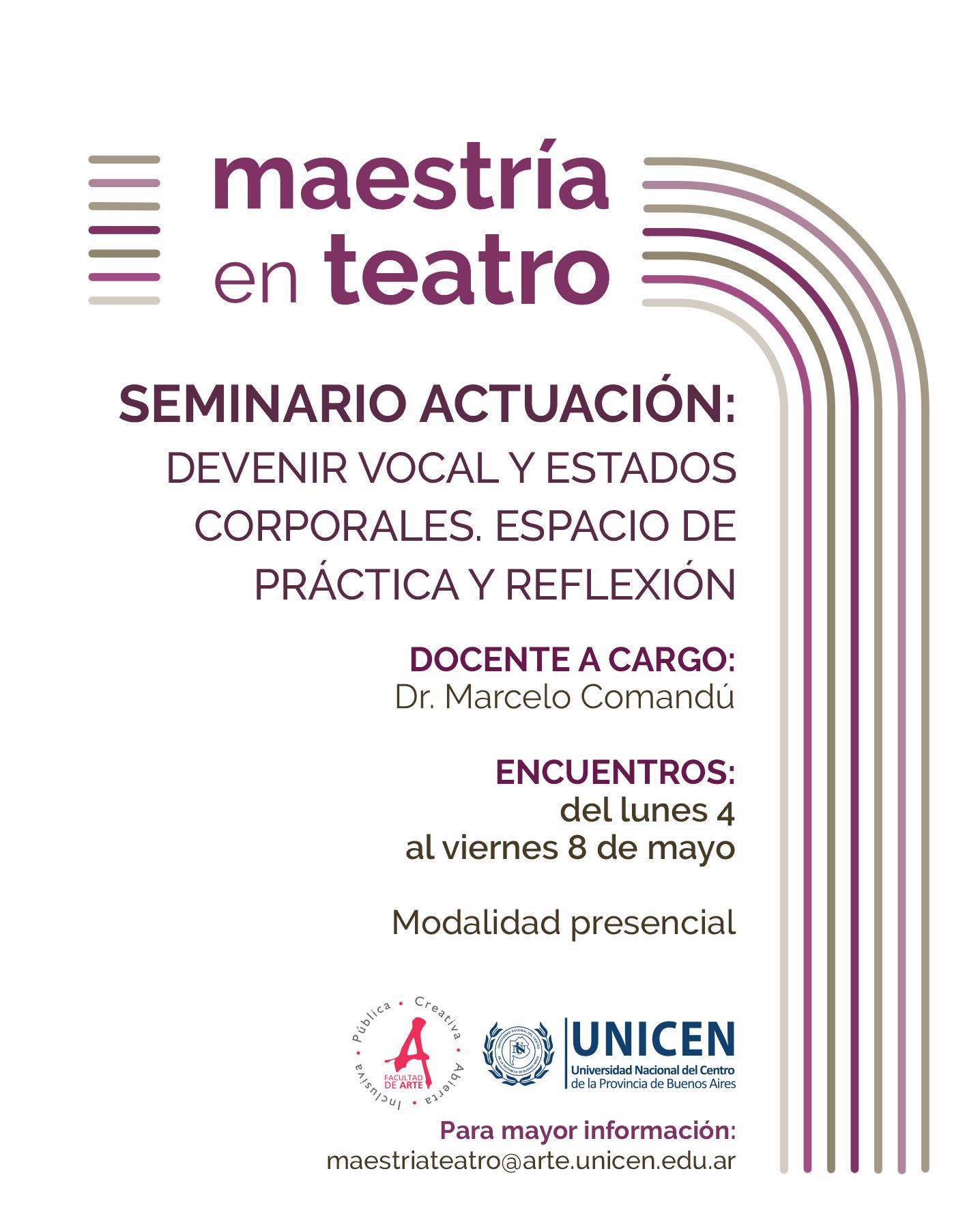 cohorte 2026 MAESTRIAS teatro comandu